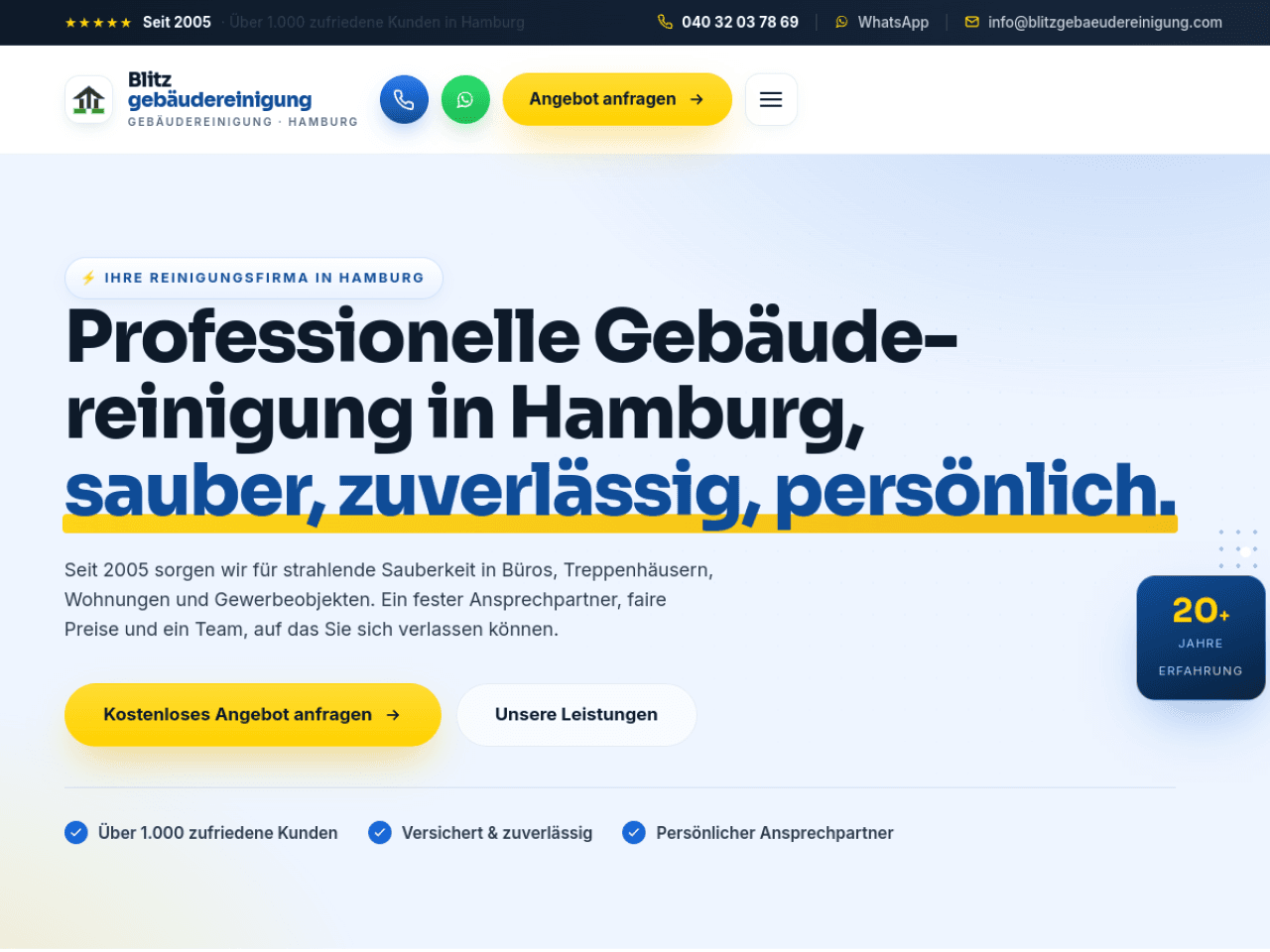 Website von Blitzgebäudereinigung